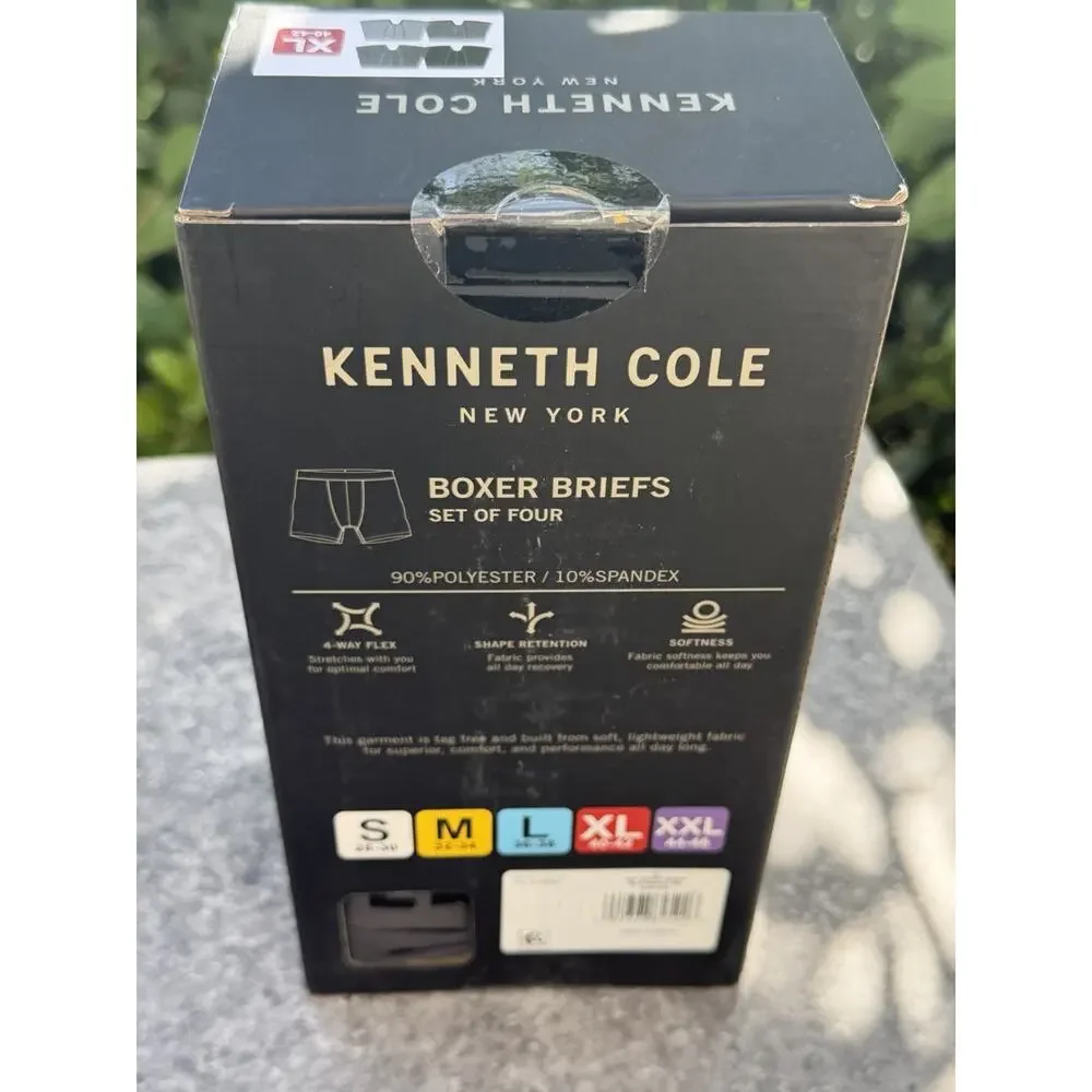Kenneth Cole 4-Pk Men's Boxers Black Premium Comfort Performance Microfiber XL